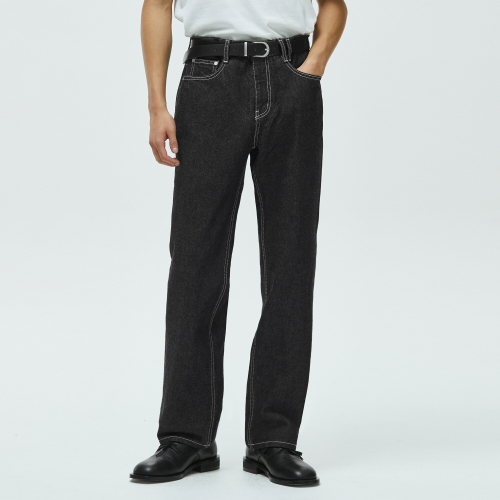 [AMC 데님]Dawn Semi Wide Jeans DCPT002RawBlack