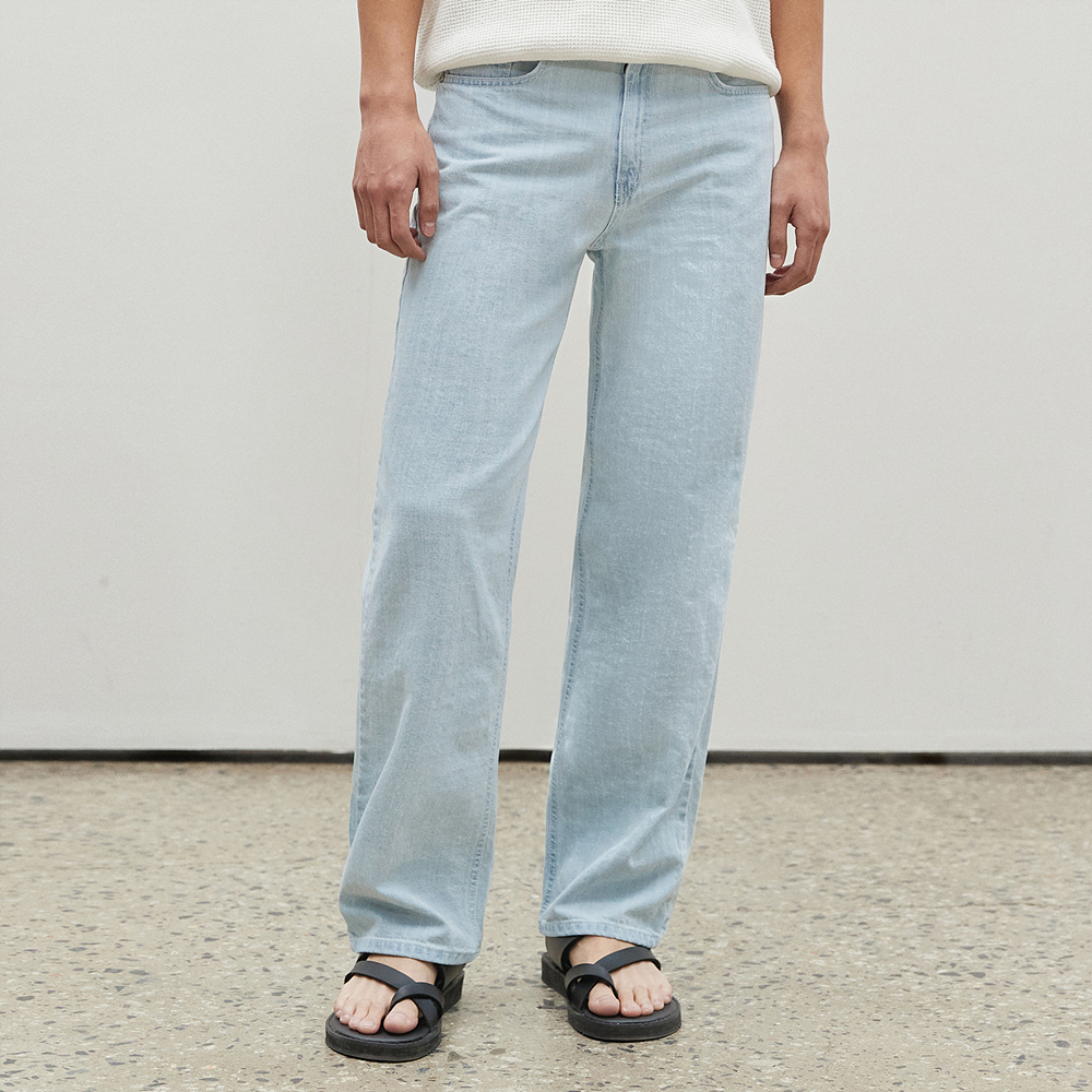[린넨라이크데님]Linen Like Semi Wide Jeans DCPT003LightBlue