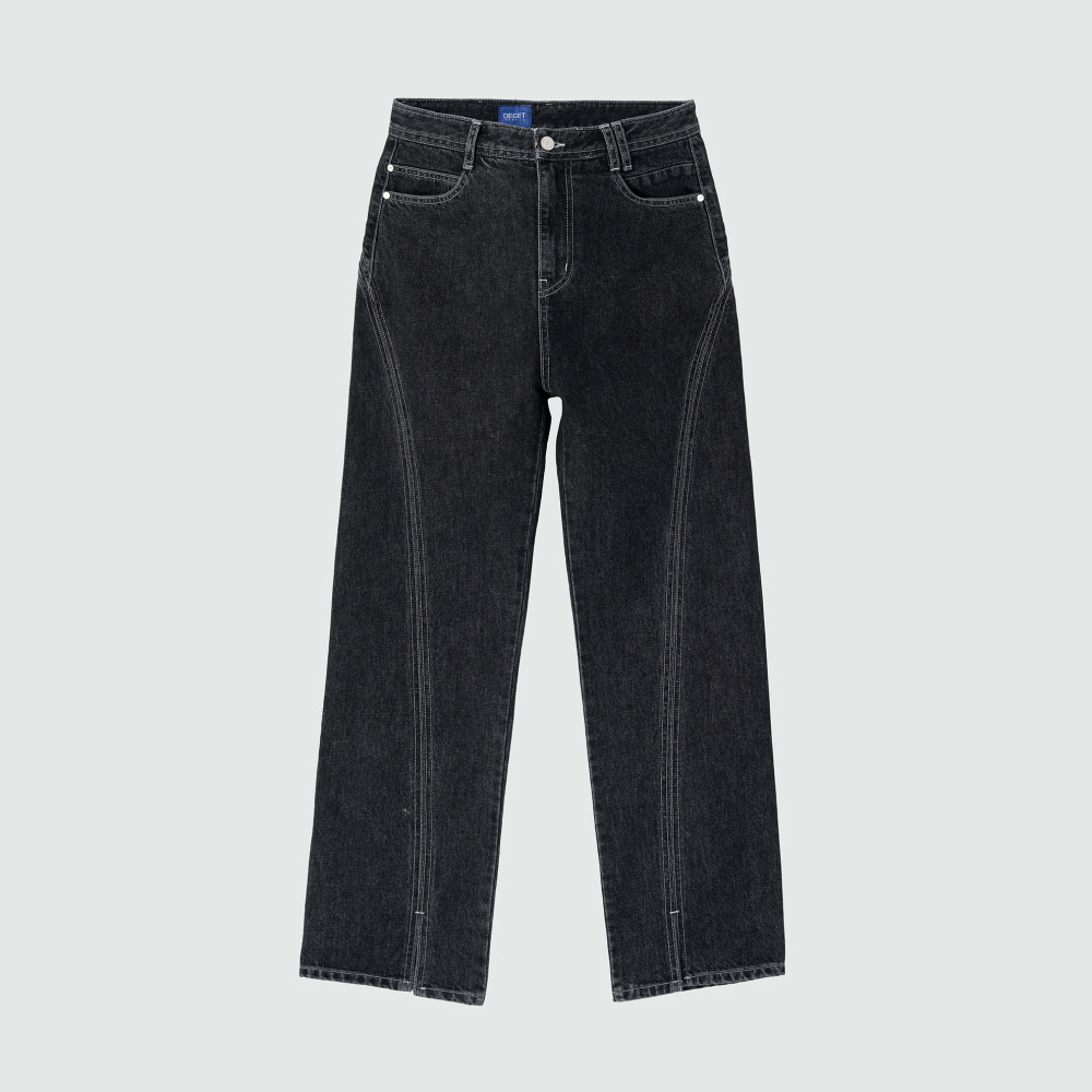 Oval Stitch Straight Slit Jeans DCPT020AshBlack