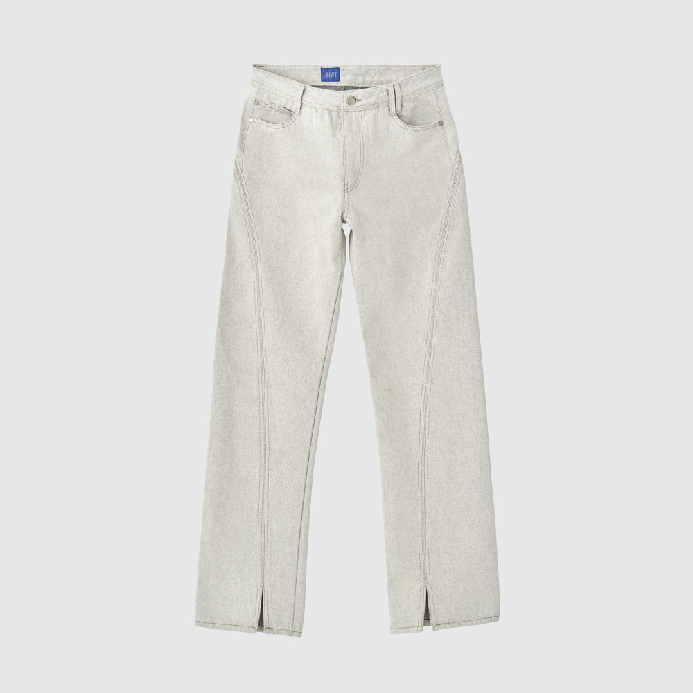Oval Stitch Straight Slit Jeans DCPT020Ecru