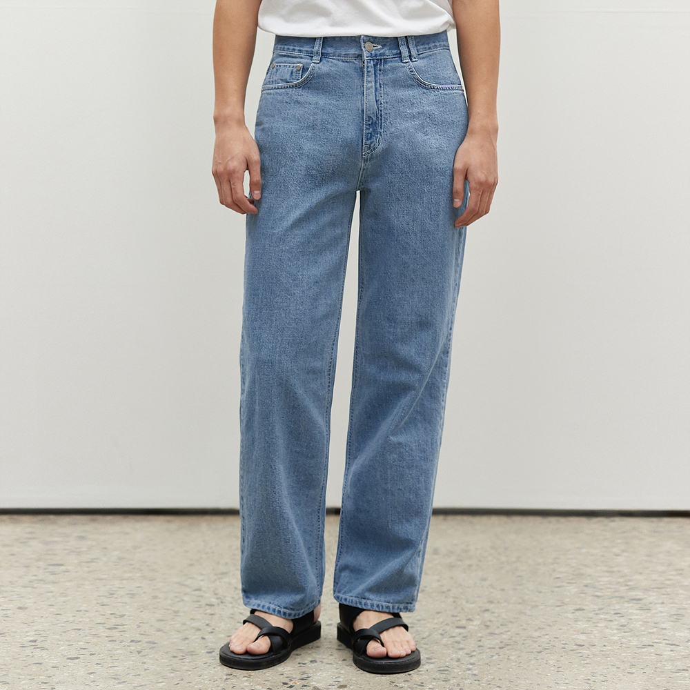 [린넨라이크데님]Linen Like Semi Wide Jeans DCPT003Blue