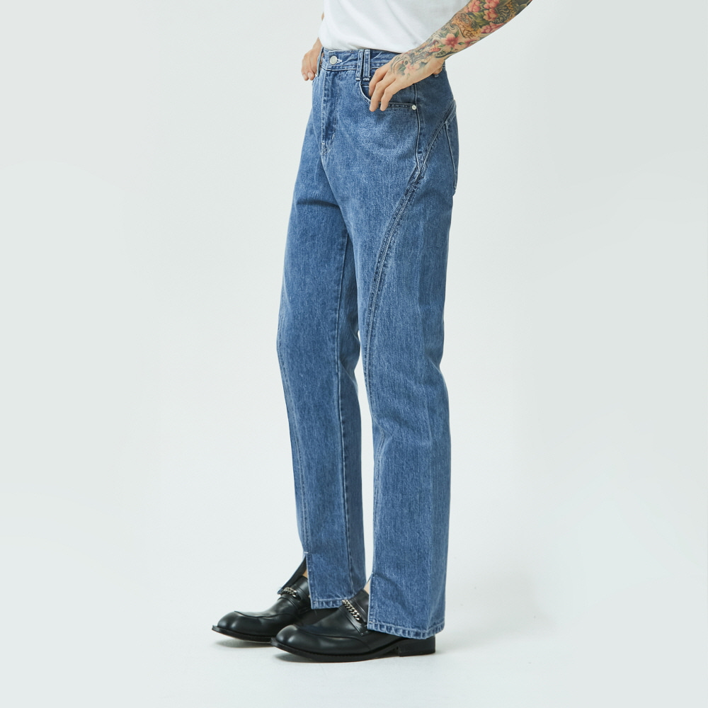 Oval Stitch Straight Slit Jeans DCPT020Blue
